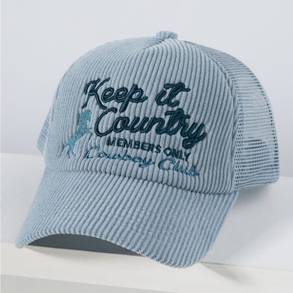 Anthropologie Accessories - Anthropologie Blue Embroidered Cap